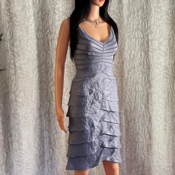 Vintage Y2K Adrianna Papell Metallic Purple/Gray Layered Formal Dress Fairy  Sz 4